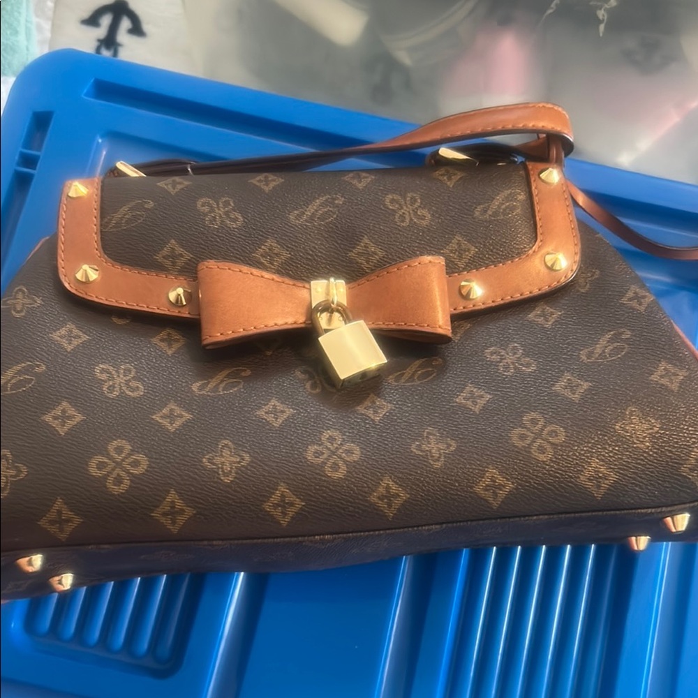 Brown Designer Women's Bag with Gold Accents